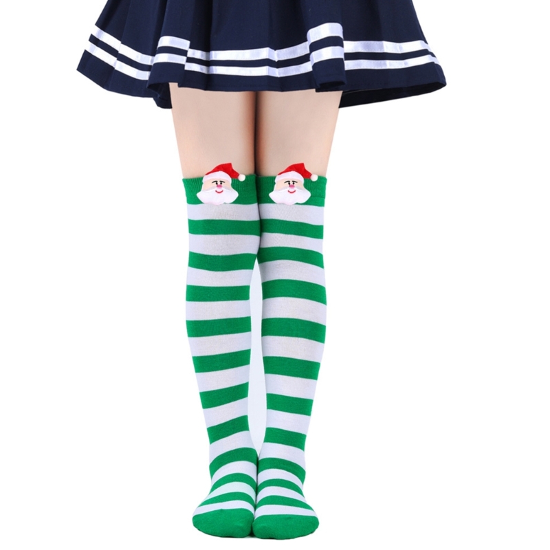 Warme Kinderstrümpfe für Weihnachten, oberschenkelhohe Socken, Festival, dehnbare Beinstulpen A2UB – Detail 9