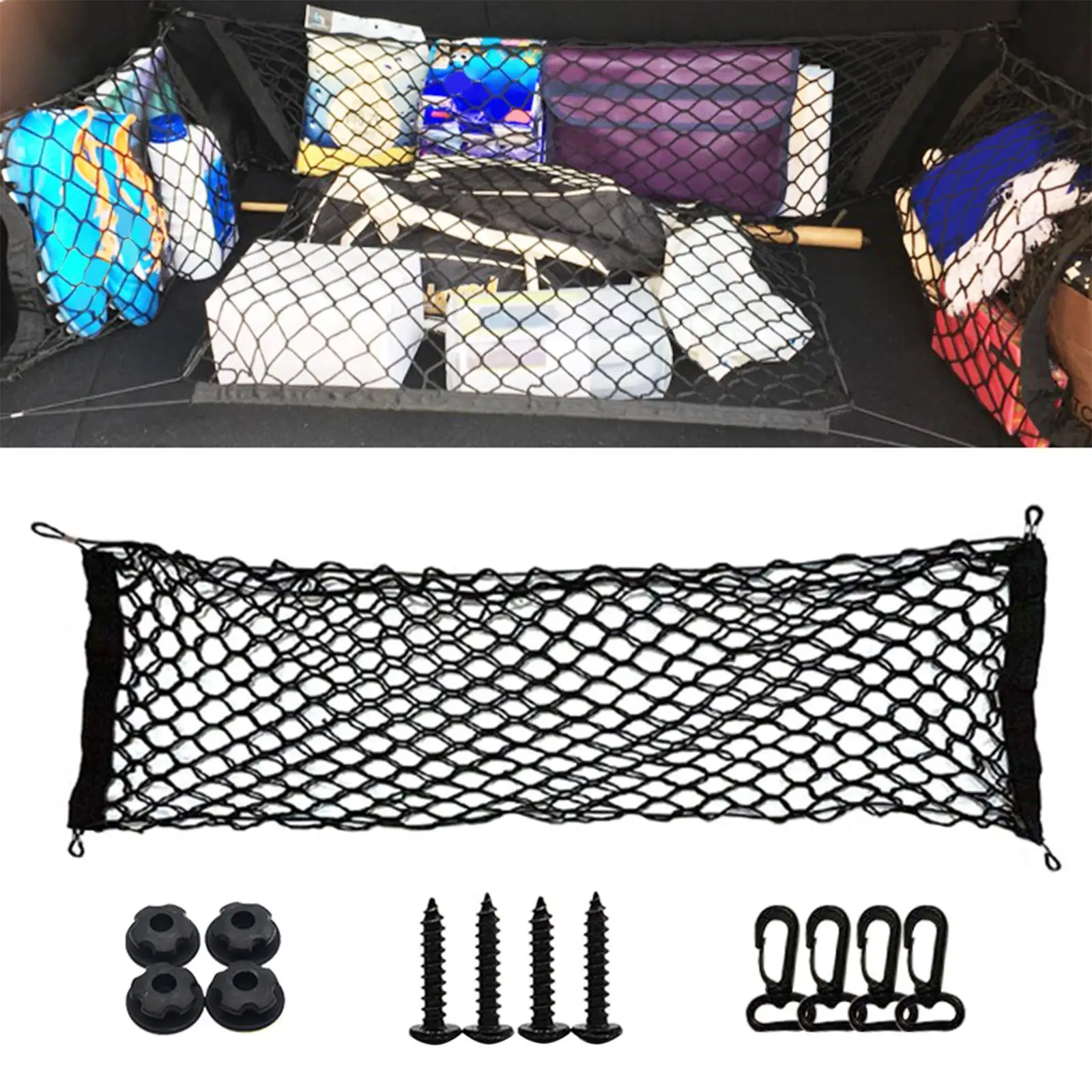 Elastic Mesh Net Nylon Holder Car Boot Trunk Rear Back Cargo Stretchable Accessories Multifunctional Storage for Automotive