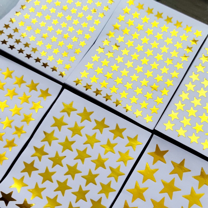 10sheets/bag Gold Star Sticker Stamping Five Pointed Star Sticker Student's Reward Sticker Teacher Praise Label