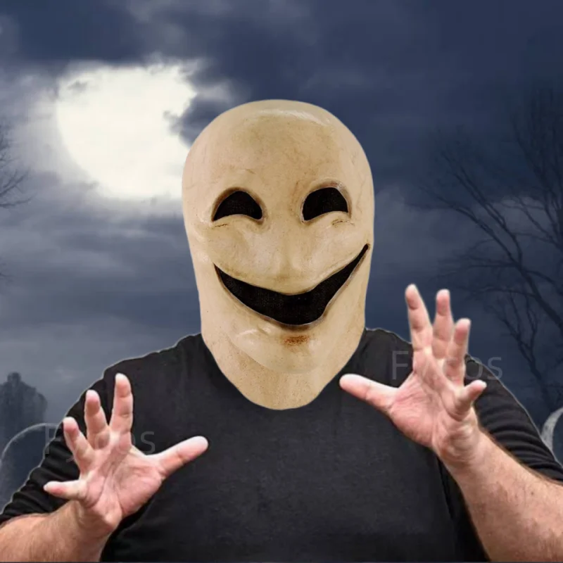 Horror Smile No Face Man Latex Mascara Full Head Terror Faceless Disguise Cosplay Mask Alien Helmet Halloween Costume For Men