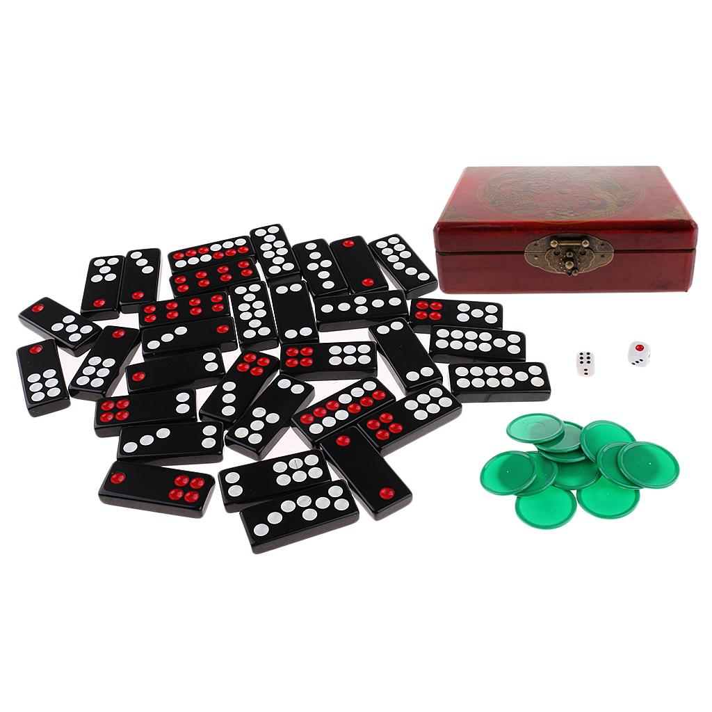 Portable Chinese Antique Pai Gow Paigow Tiles   in Wooden Box for Party