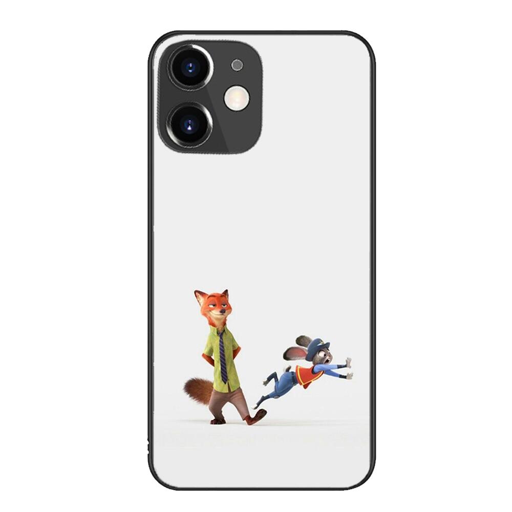 Zootopia cartoon Black mobile phone case For IPhone 13 12 11 Pro Max Mini SE XR X XS  Max 8Plus 7plus 6 6S  New Shell phone Case cute iphone xr cases