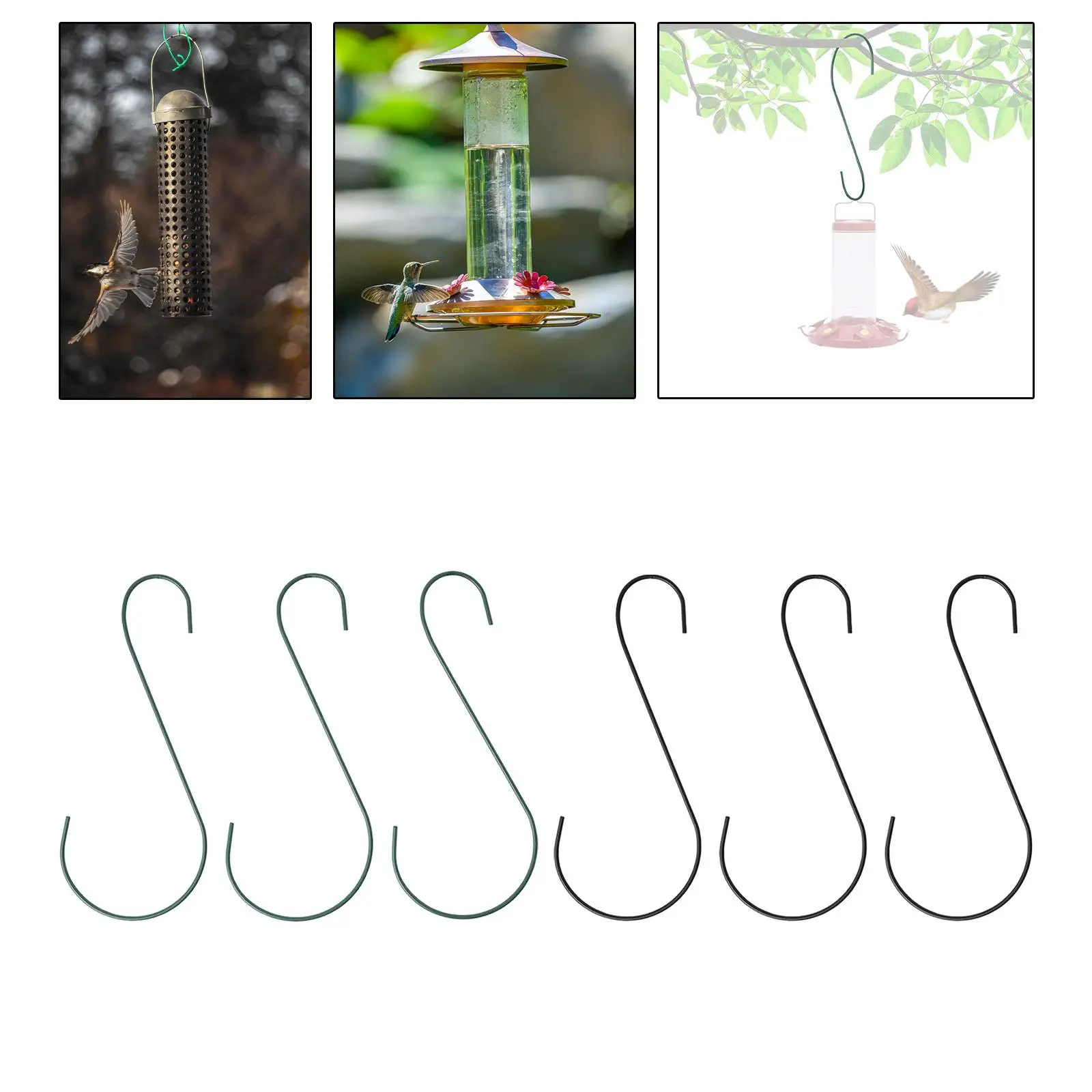 3x S Shaped Bird Feeder Hook Rust Resistant Extra Thick Hanging 30cm Planter Metal Hanger for Yard Lawn Home Garden Birds Feeder