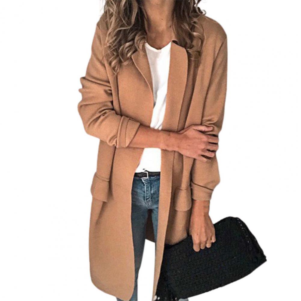 Title 11, Women Long Blazer Solid Color Loose Cardigan Lo...