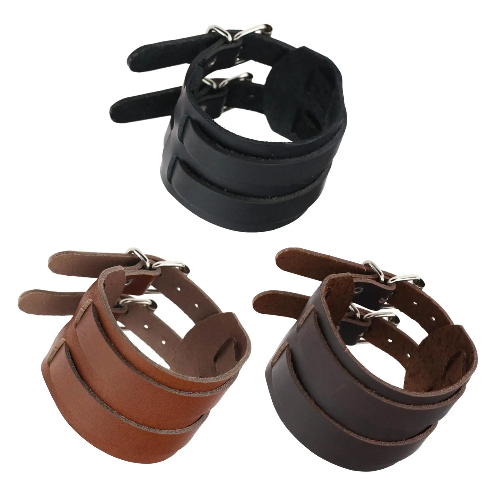 Adjustable Wristband Punk Wide Fashion Vintage PU Leather Cuff Bangles Bracelet for Wedding Sportswear Boyfriend Grandpa Women