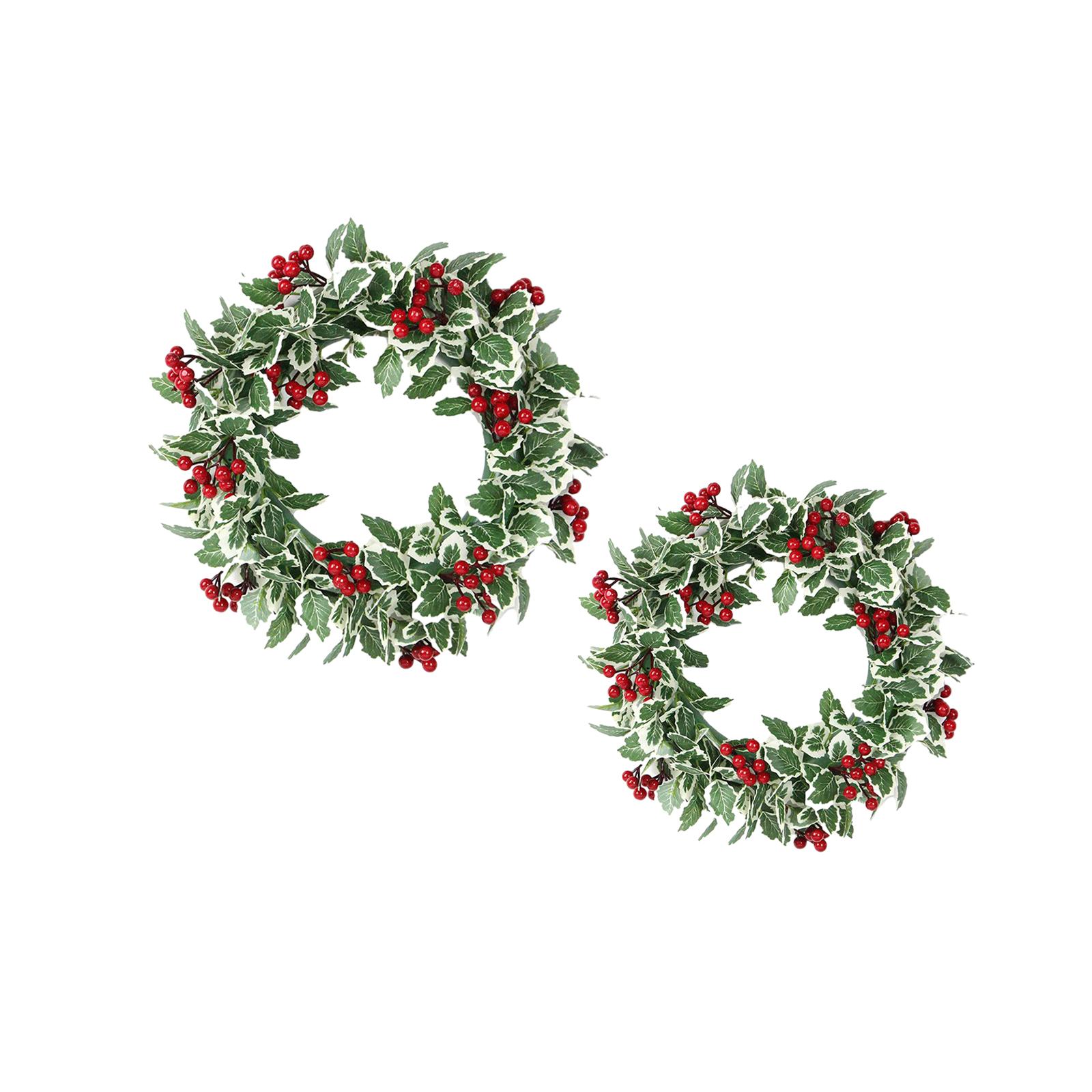 Christmas Wreath Red Berries Green Leaves Housewarming Christmas Holiday Garland for Living Room Home Dining Room Party Garden