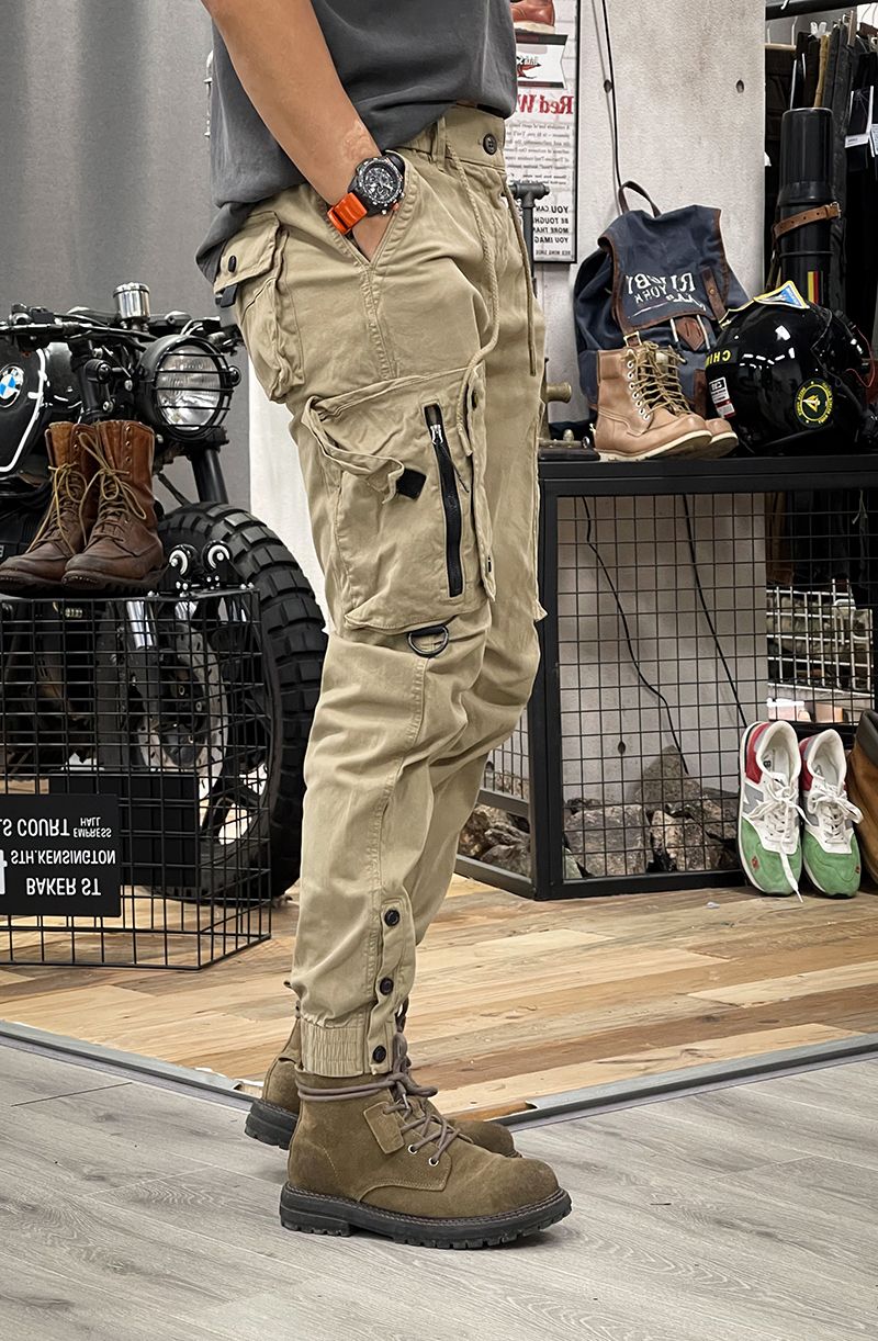 Military Tactical Cotton Cargo Pants for Mens Elastic Casual Trousers Zipper Multi-Pocket Joggers Fashion Khaki Black Army Green