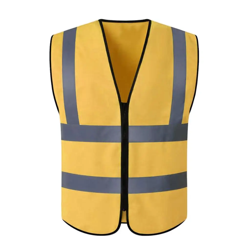 High Visibility Zipper Safety Vest with Reflective Strips Free Size
