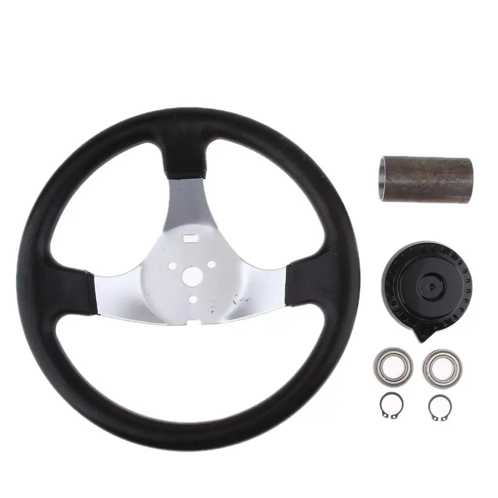 Go-Kart Steering Wheel Assembly with Cap for 150cc Engines ATV Buggies,