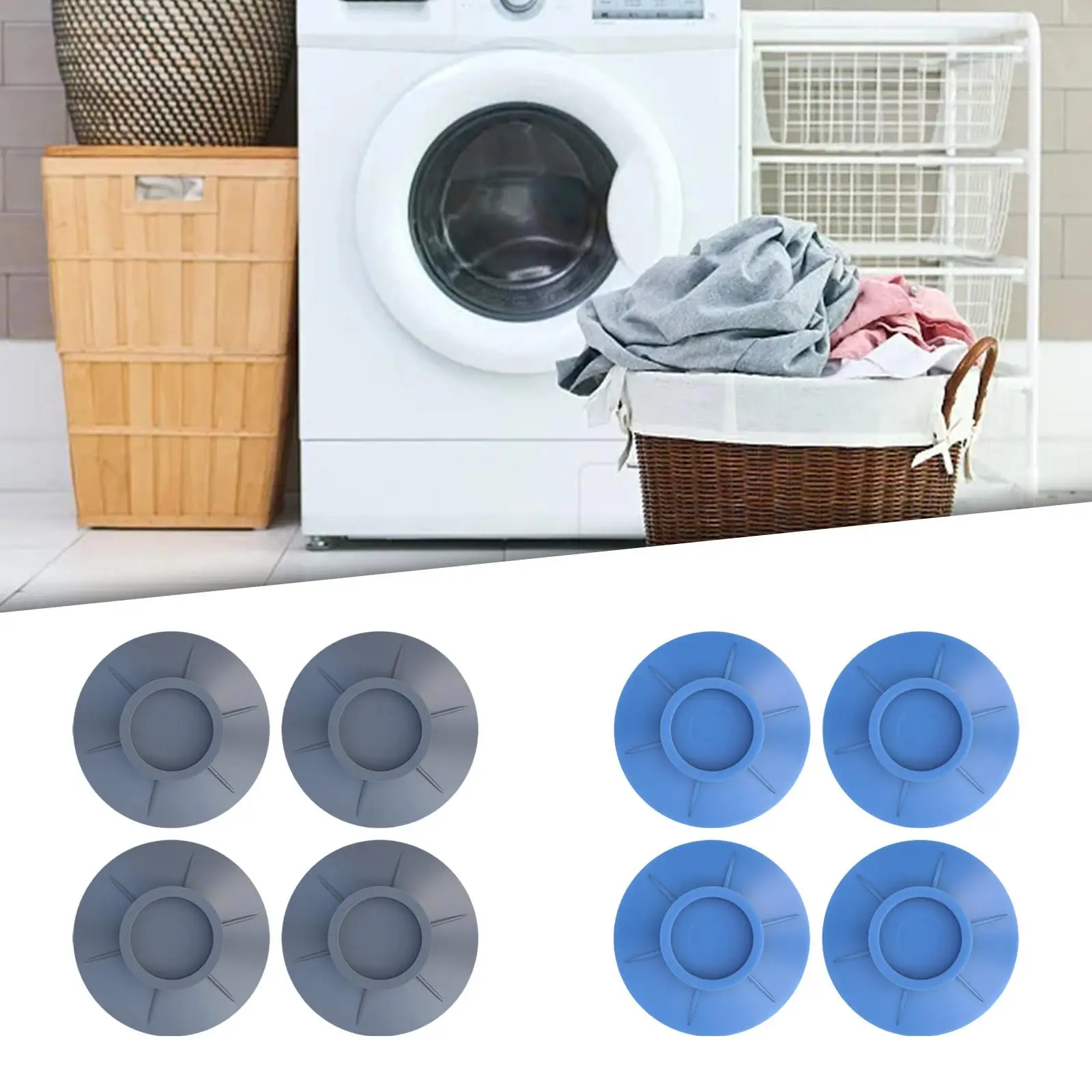 4 Pieces Washing Machine Floor Mat Silent Rubber Silent Skid Raiser Mat Durable Non Slip for Washing Machine Appliances Home