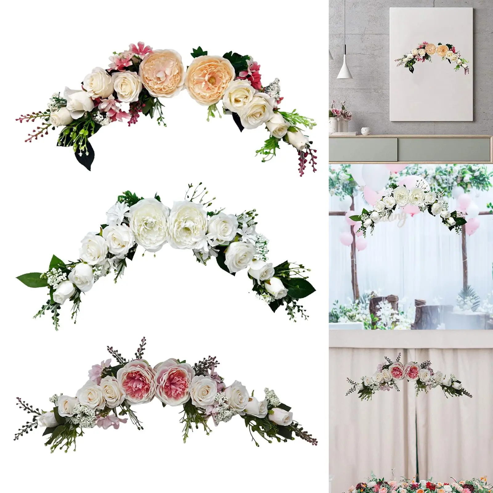 Wedding Arch Flowers, Rustic Artificial Floral Swag for Lintel, Ceremony, Door Wreath Reception Backdrop Home Decoration