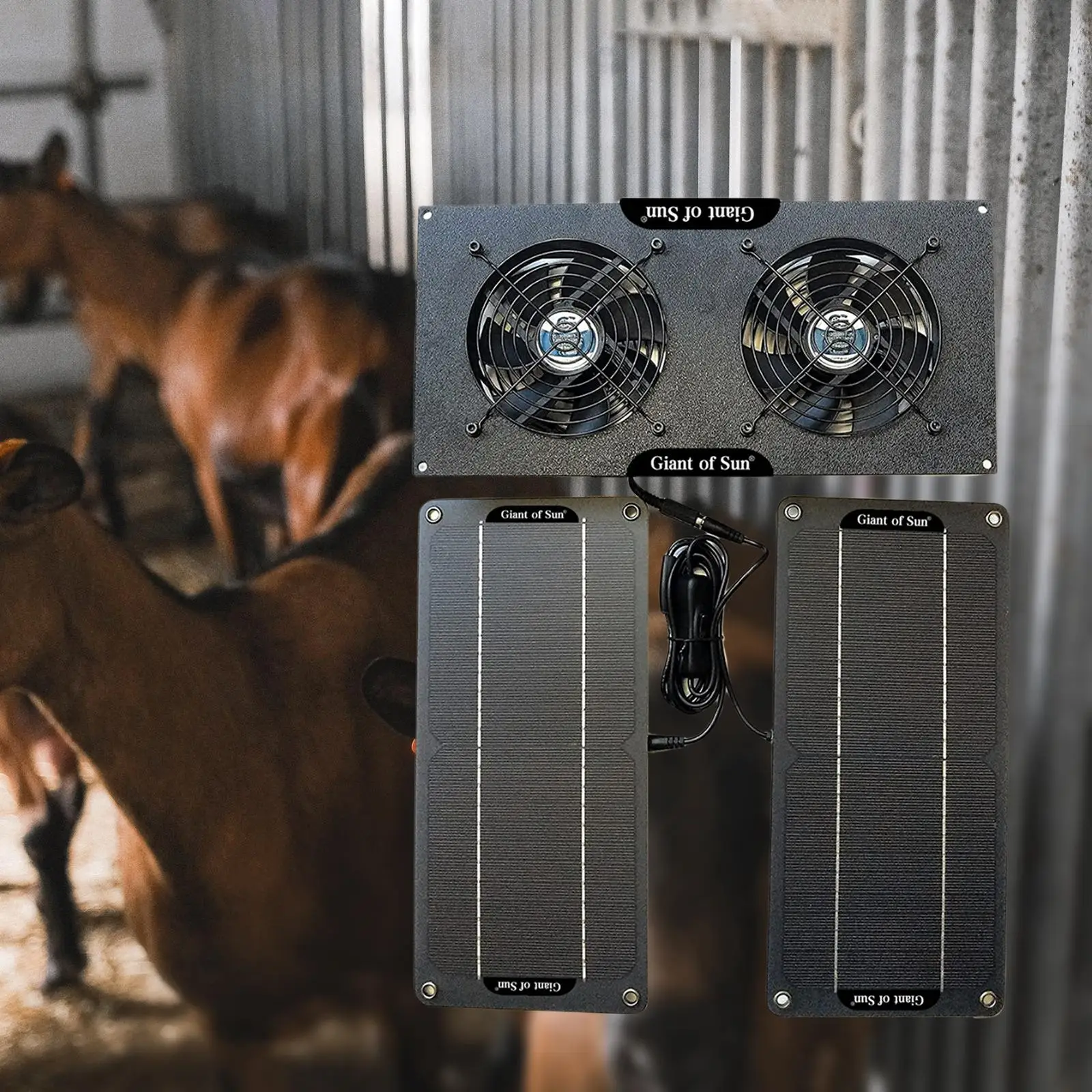 100W Solar Powered Dual Fan Kit for Small Chicken Coops, Greenhouses, Doghouses, Sheds, and Other Enclosures