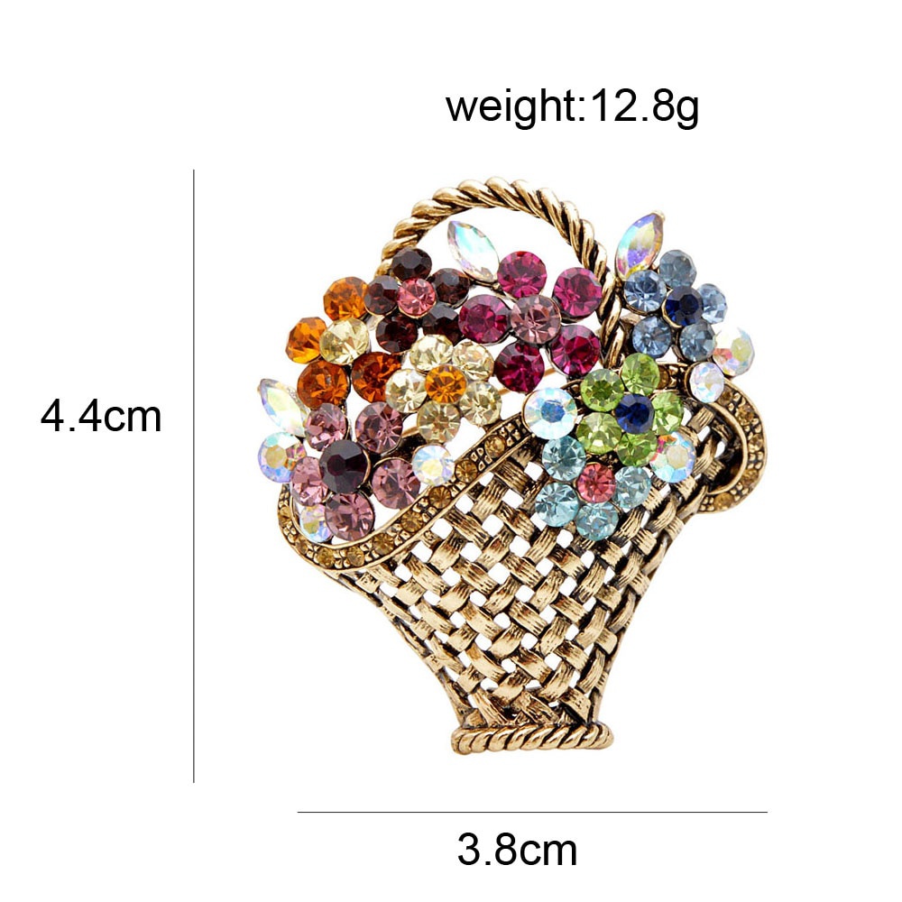 SKEDS Strass Blumenkorb Brosche Vintage Bunte Broschen Für Frauen Elegante Kristall Mode Schmuck Mantel Zubehör – Detail 2