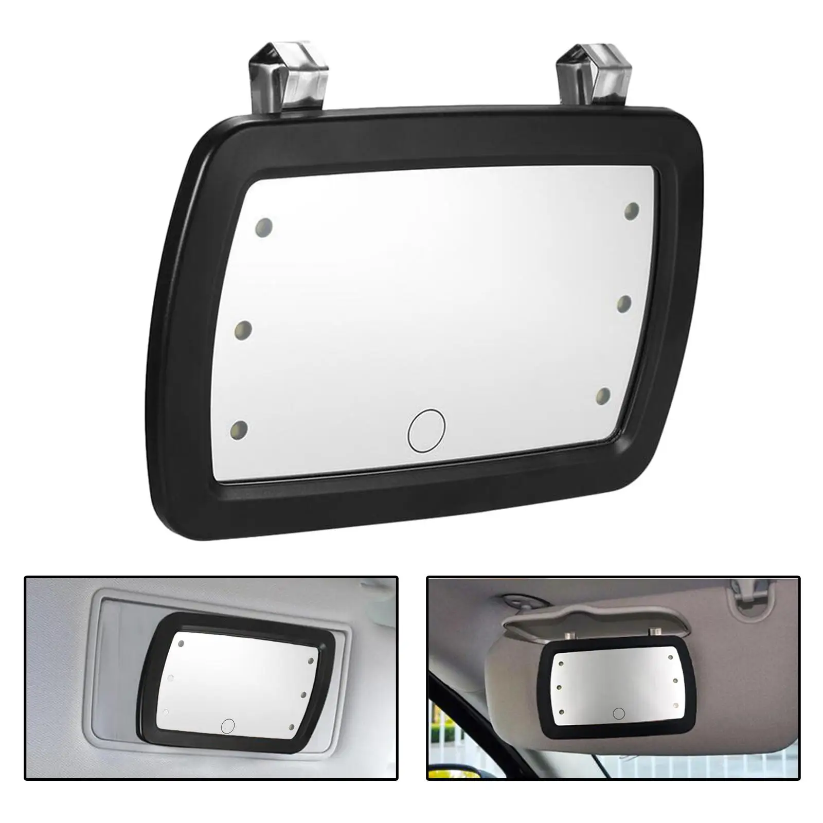 Universal Car Sun Visor Mirror Vanity Mirror Touch Switch with 6 LED Lights for Automobile Selfie Travel Motorhome