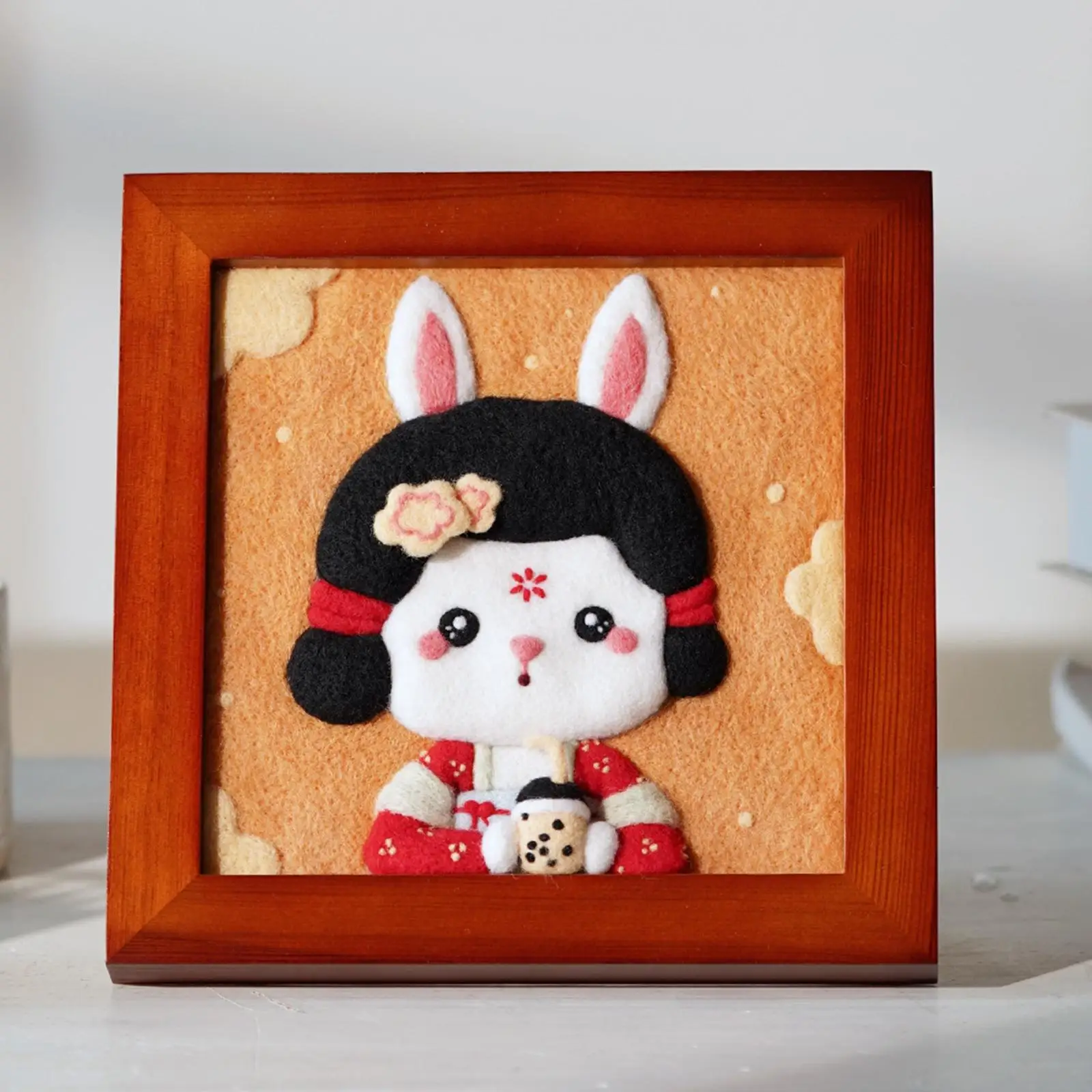 Wool Needle Felting Kit Gift DIY Decor with Photo Frame Set Painting Cute Supplies for Starter Holiday Children Friends Home