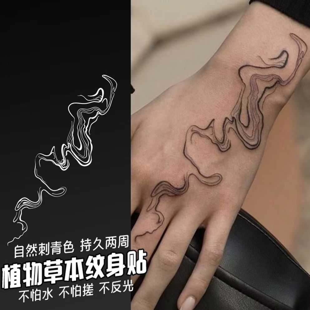 Kräuter Blitz Tattoo Aufkleber Punk dauerhafte gefälschte Tattoo Hals Arm temporäre Tattoo Festival Kunst Faux Tattoos wasserdichte Tatuajes – Detail 5
