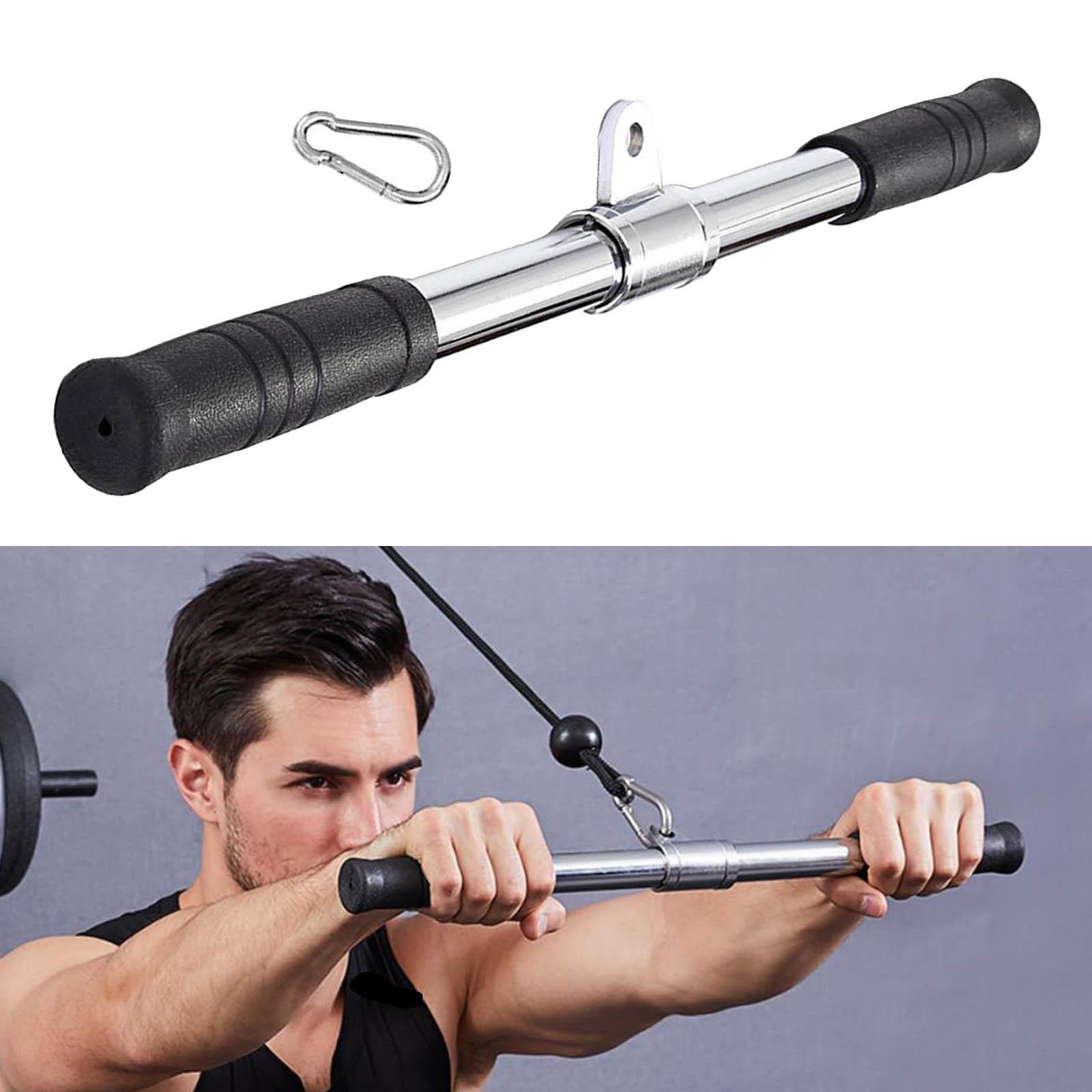 Pull Down Bar Pulley Cable Machine Attachments Fitness Bicep Tricep Back Blaster Straight Handle Workout Rowing T Bar