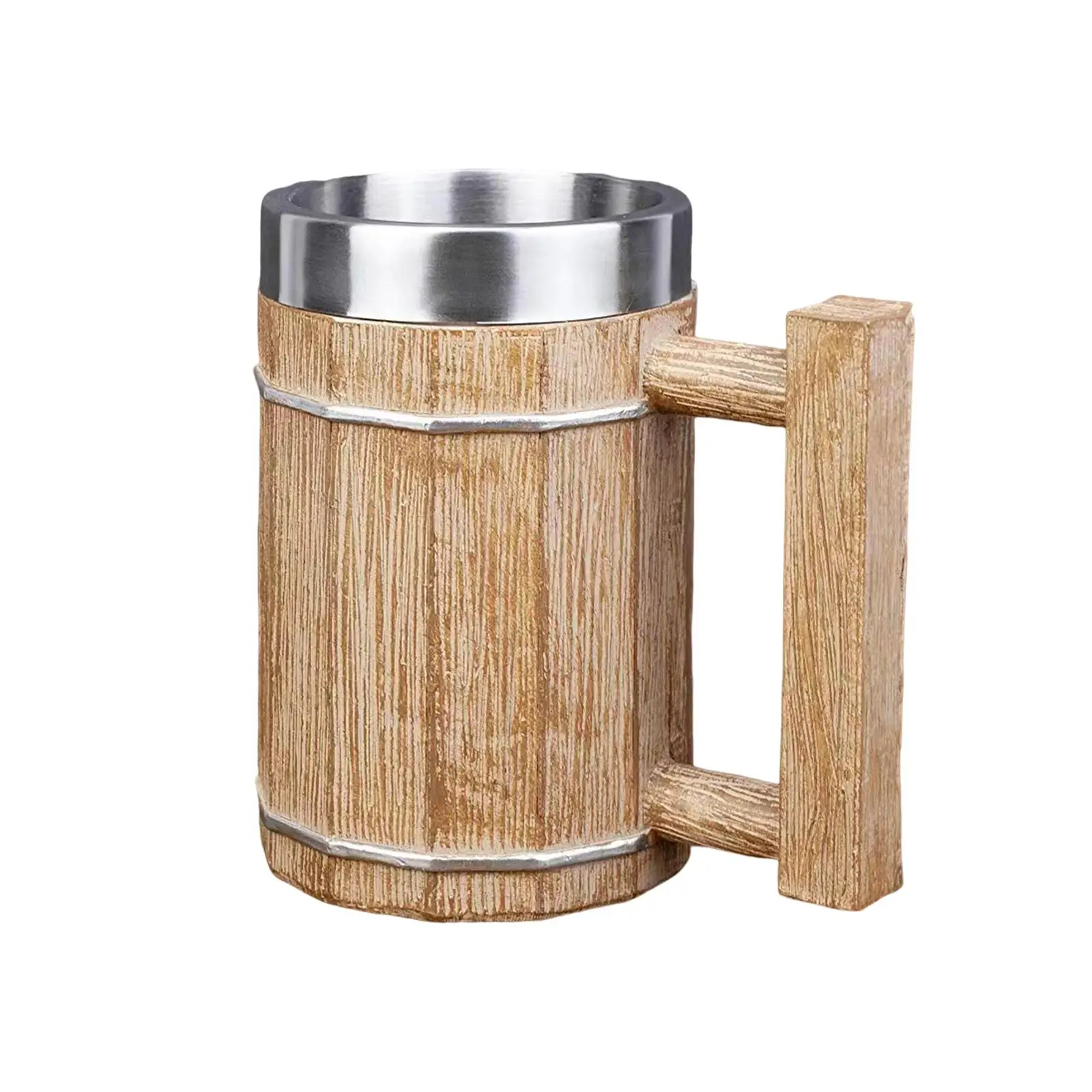 Barrel Beer Mug 600ml Retro Large Capacity Portable Decorative Drinkware Coffee Mug Tea Cup for Dormitory Cafe Bar Household KTV