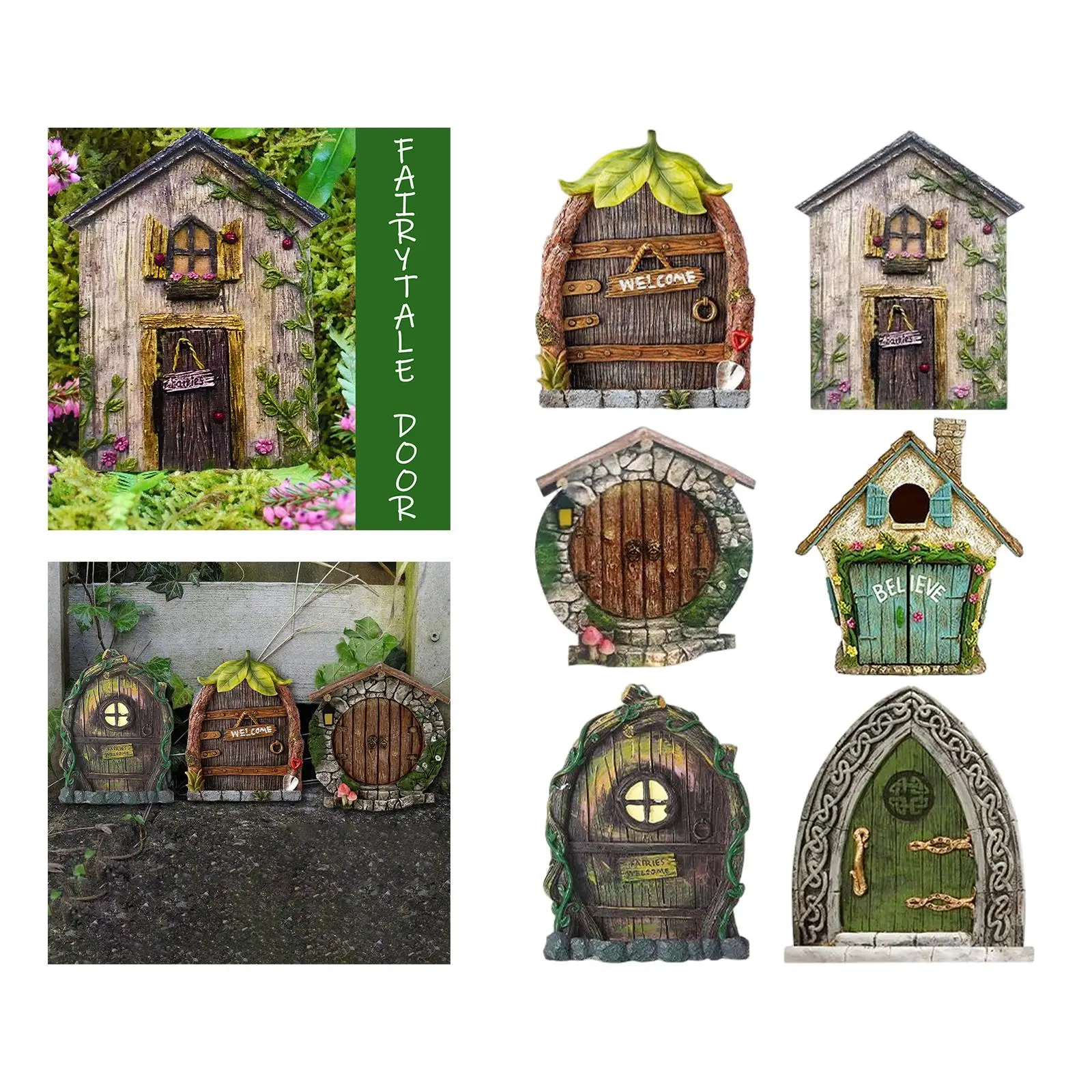 6x Miniature Fairy Tale Door DIY Accessories Decoration Presents