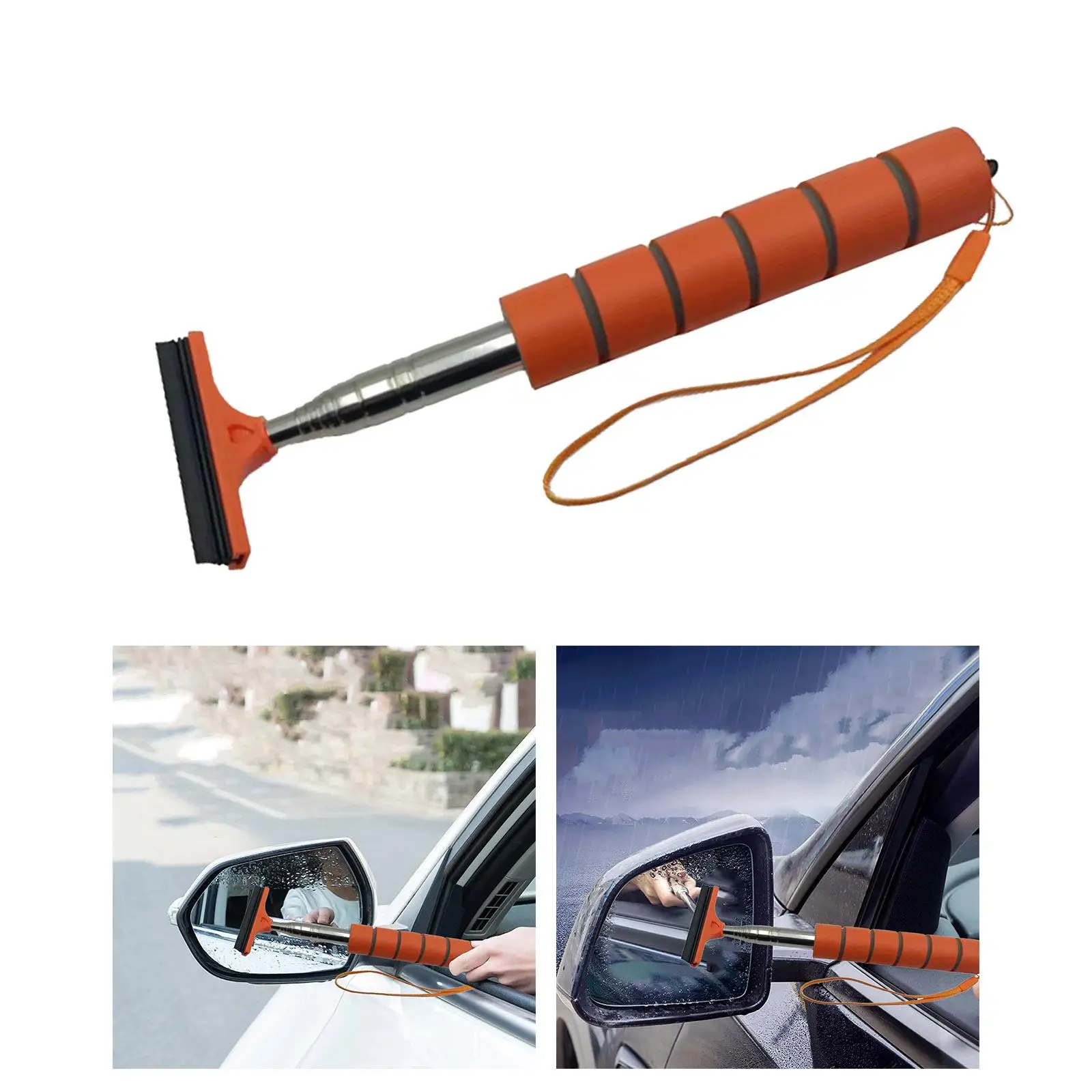Car Rearview Mirror Wiper Portable for Rainy Foggy Weather Snow Brush Shovel