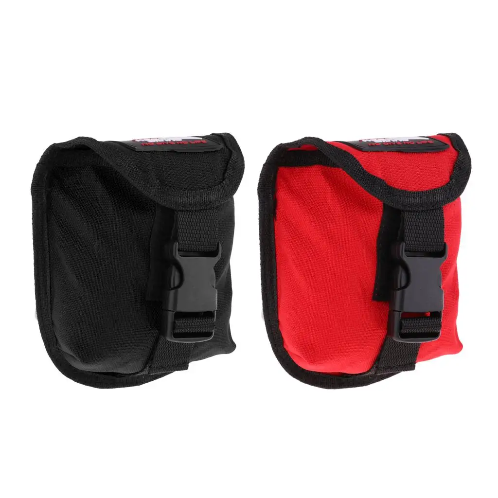 Scuba Diving 2KG Empty Weight Pocket Quick Release Buckle Strap Pouch - Black / Red