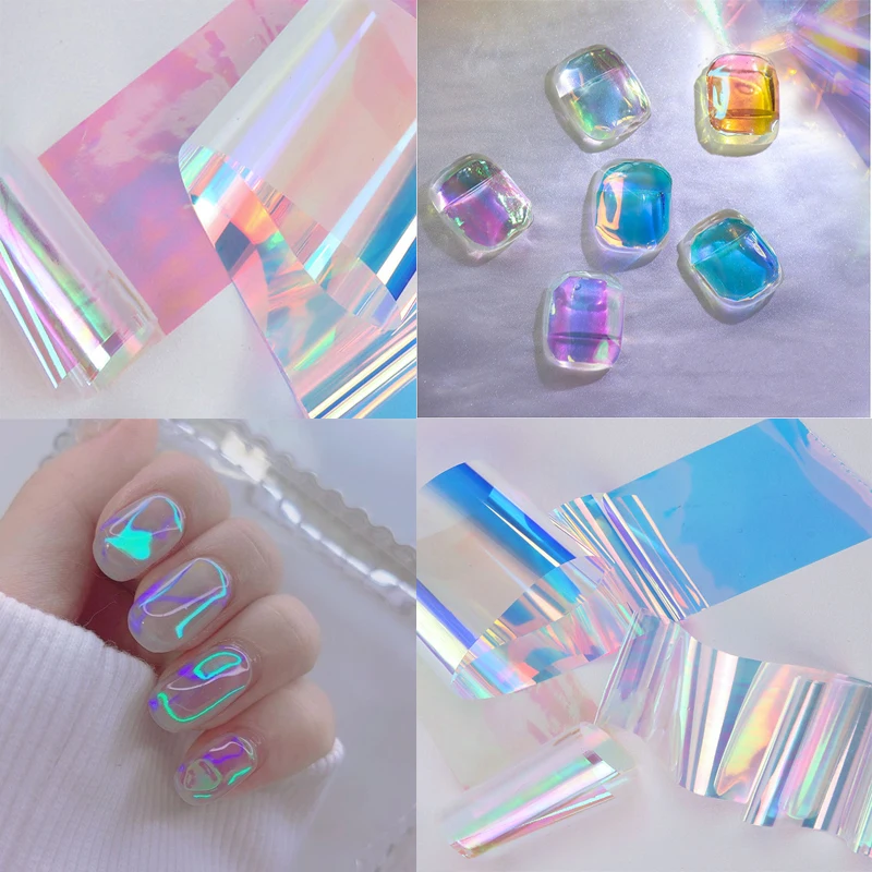 Best of Aurora Nail Art Glass Foil Film DIY Cellophane Paper Ice Cube Gradient Korean Nail Trend Ice Cube Nail Art Decoration 1Bottle Reviews & Tips