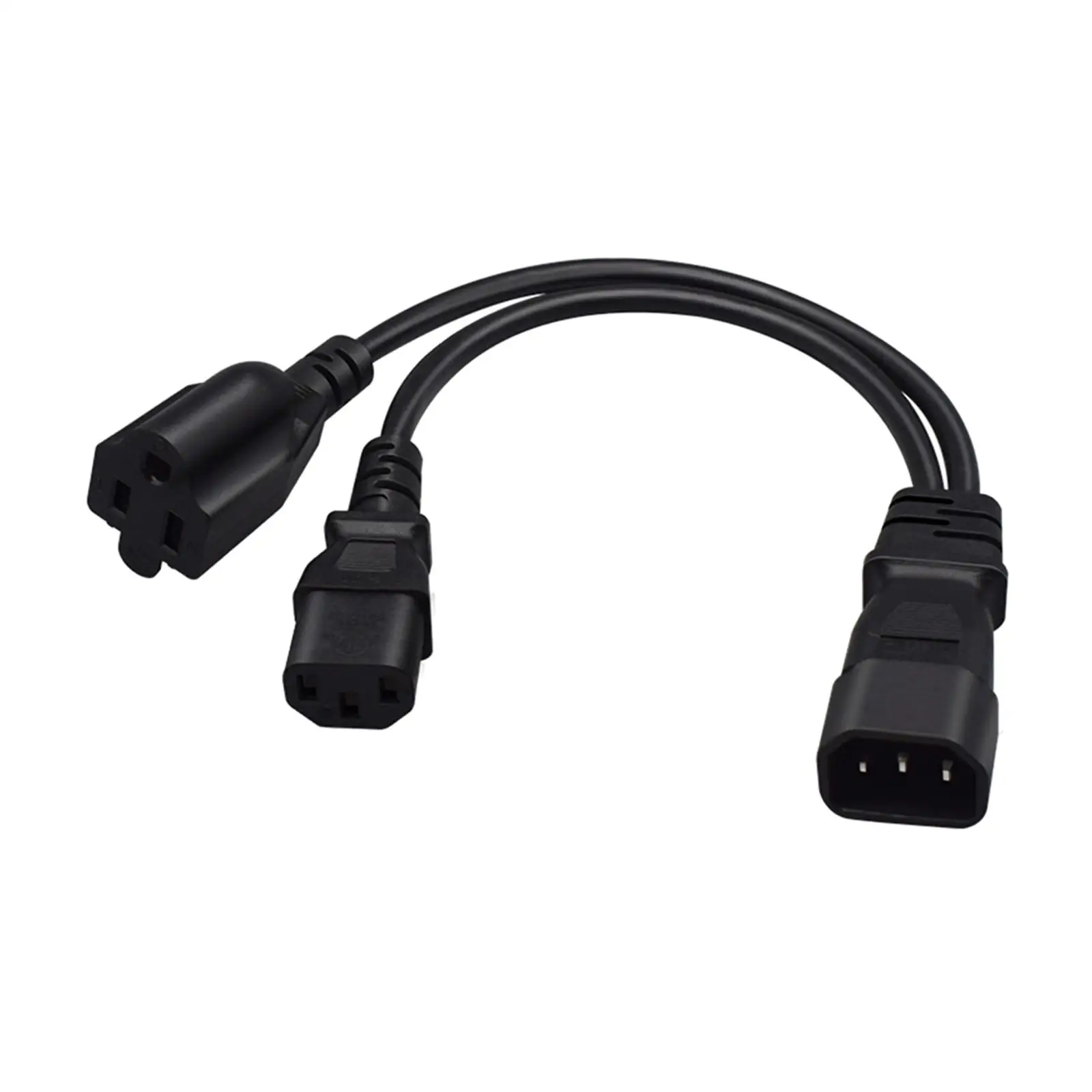 C14 to C13 and 5-15R Power Cord 1ft 3 Prong 10A 250V OFC Conductor Y Splitter Adapter Cable for Computer Laptop PC