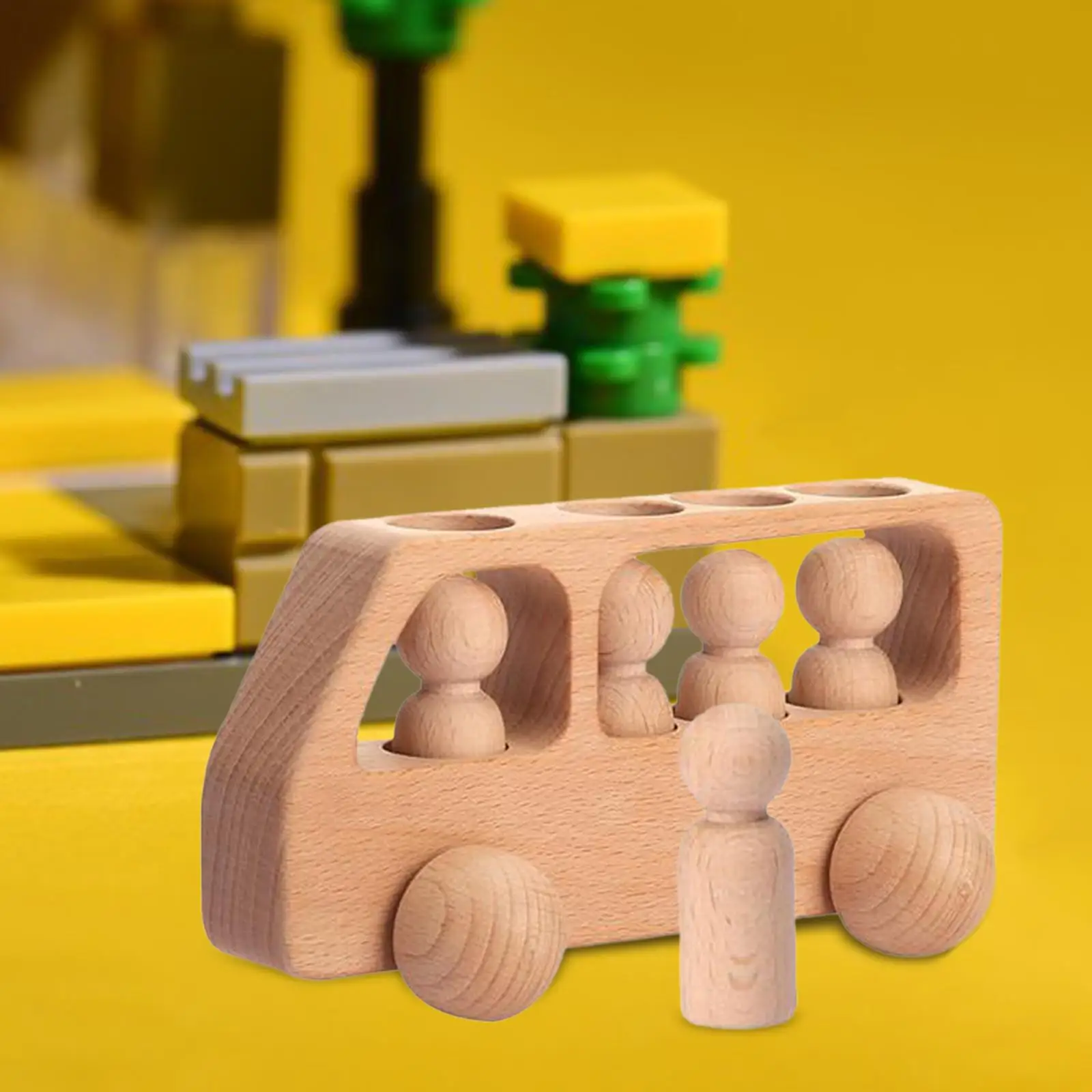 Wooden Bus Toy Preschool Learning Activities Car Blocks for Preschool