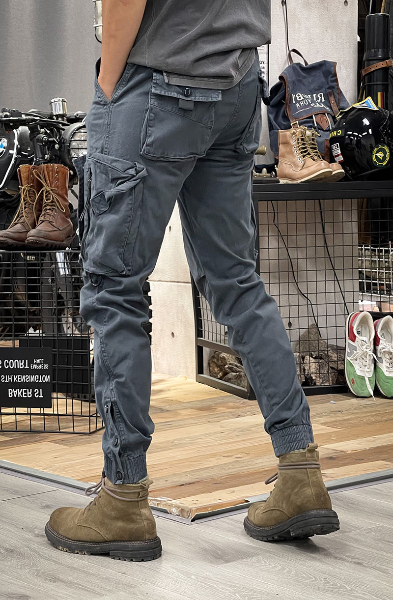 Military Tactical Cotton Cargo Pants for Mens Elastic Casual Trousers Zipper Multi-Pocket Joggers Fashion Khaki Black Army Green