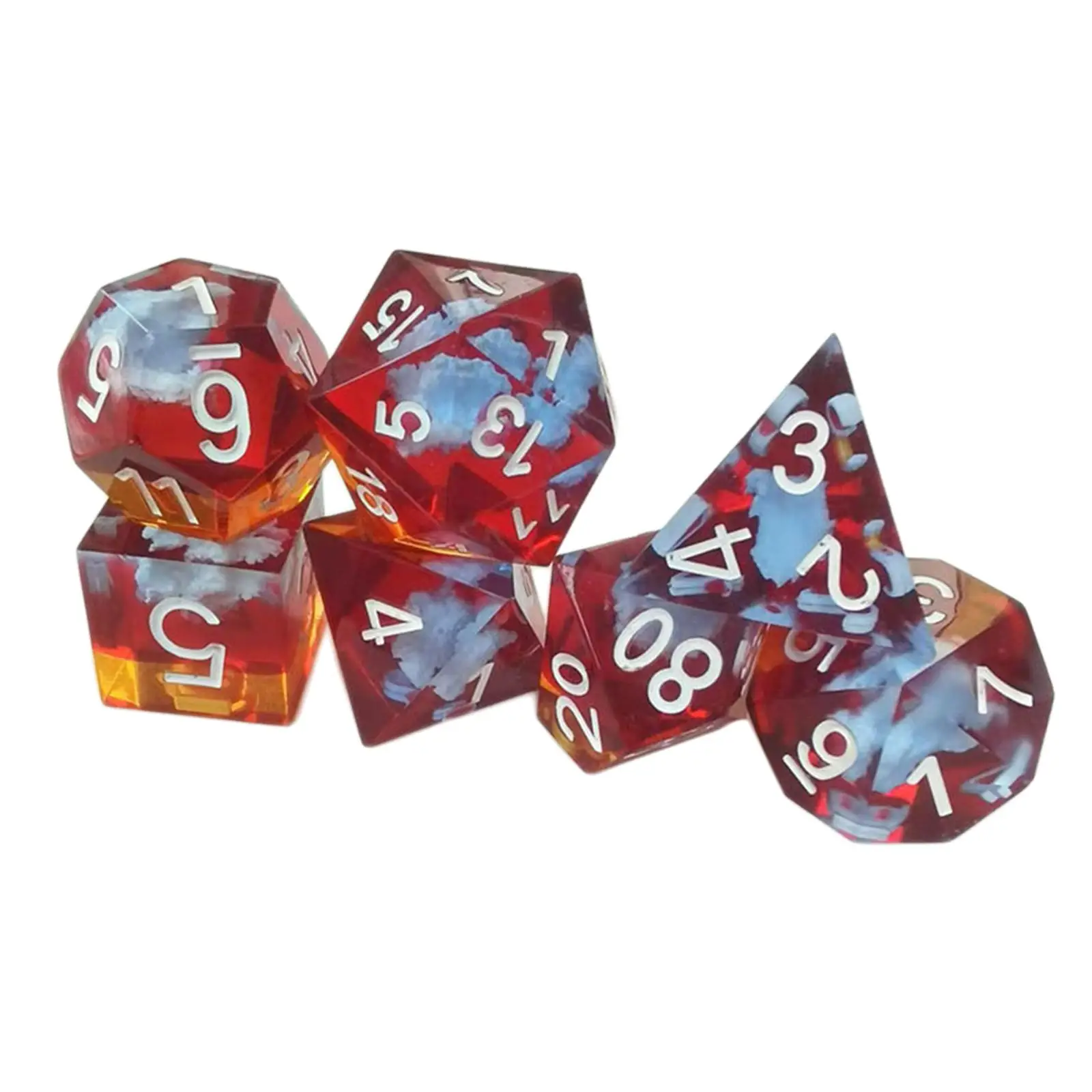 7 Pieces Resin Polyhedral Dice Table Games Entertainment Toy Dice Sets for Family Gathering Board Role Playing Game Bar