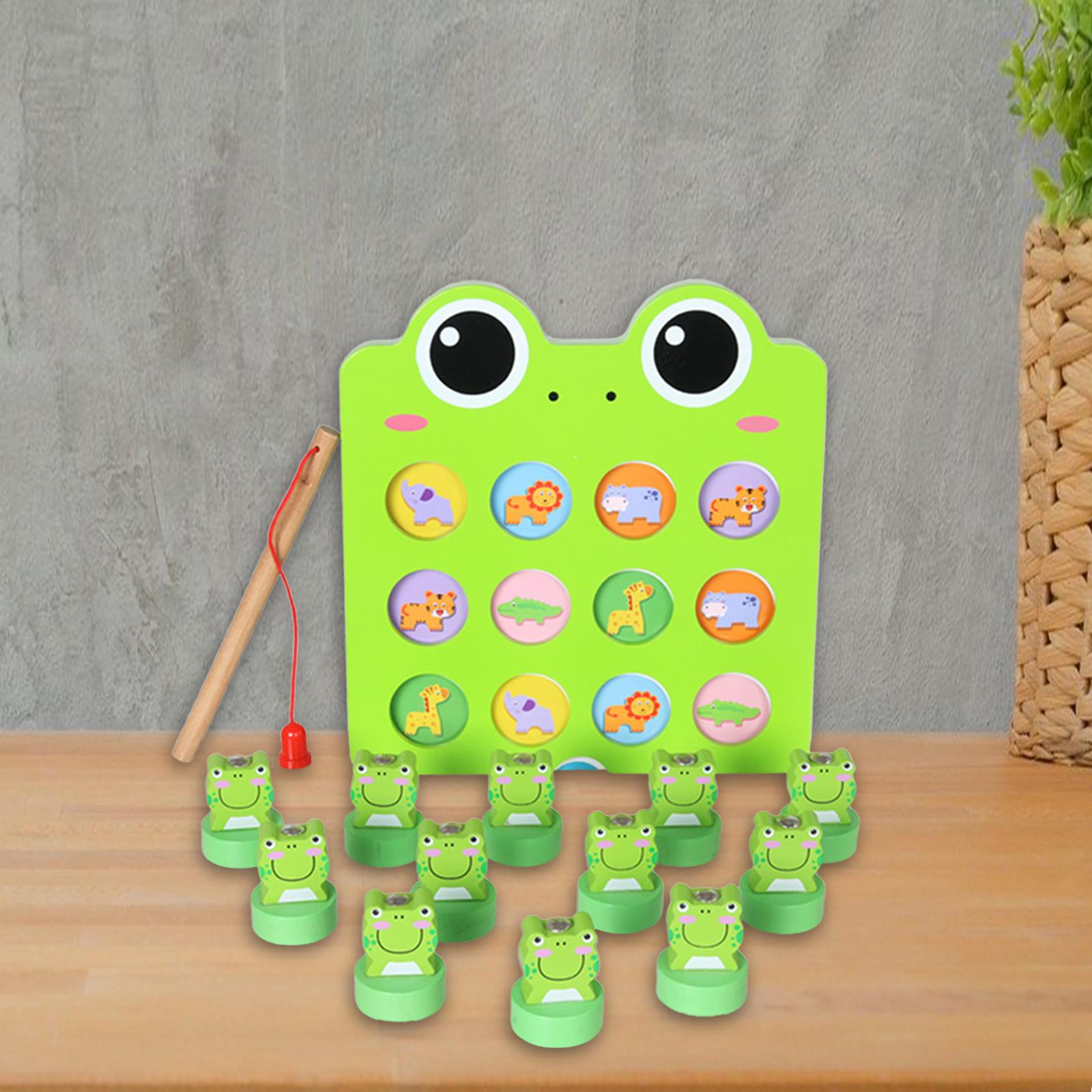 Fun Montessori Magnetic Wooden Frog Fishing Game for Boys and Girls Lightweight Great Gifts Early Learning Portable and Smooth
