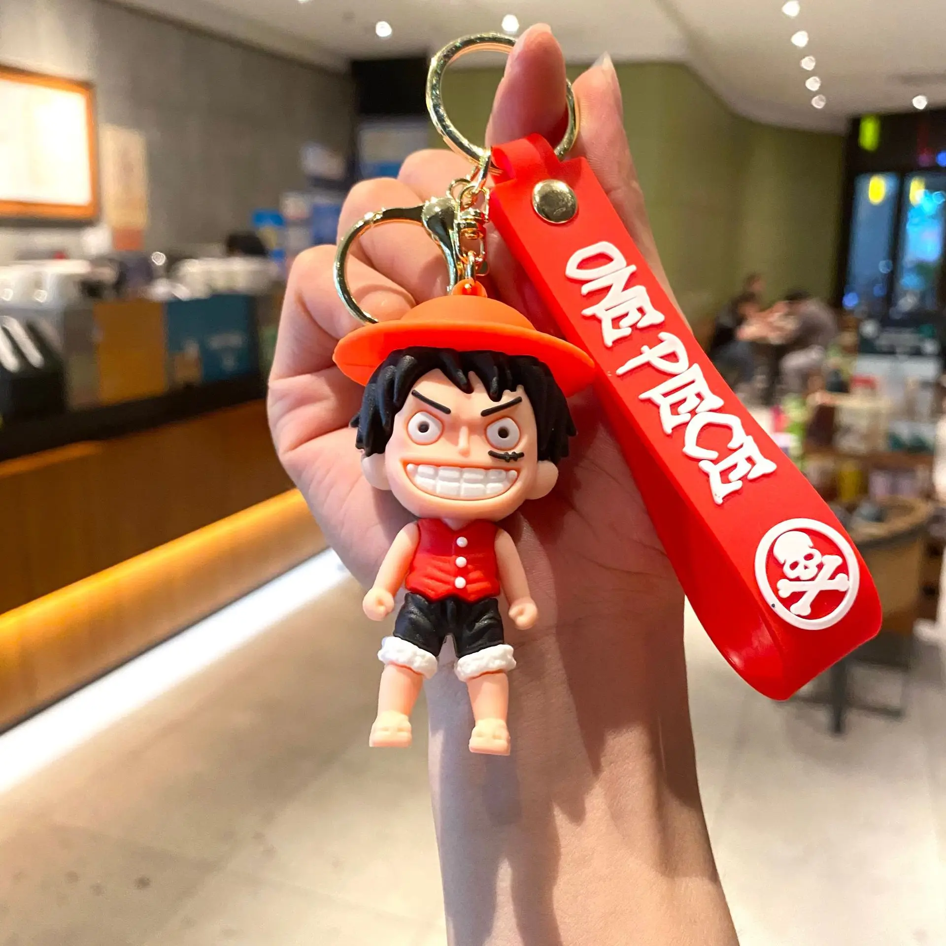 One Piece Air Pirate Luffy Keychain Cartoon Anime Figures Chopper Zoro Usopp Dolls PVC Keychain Bag Pendant Accessories Gifts