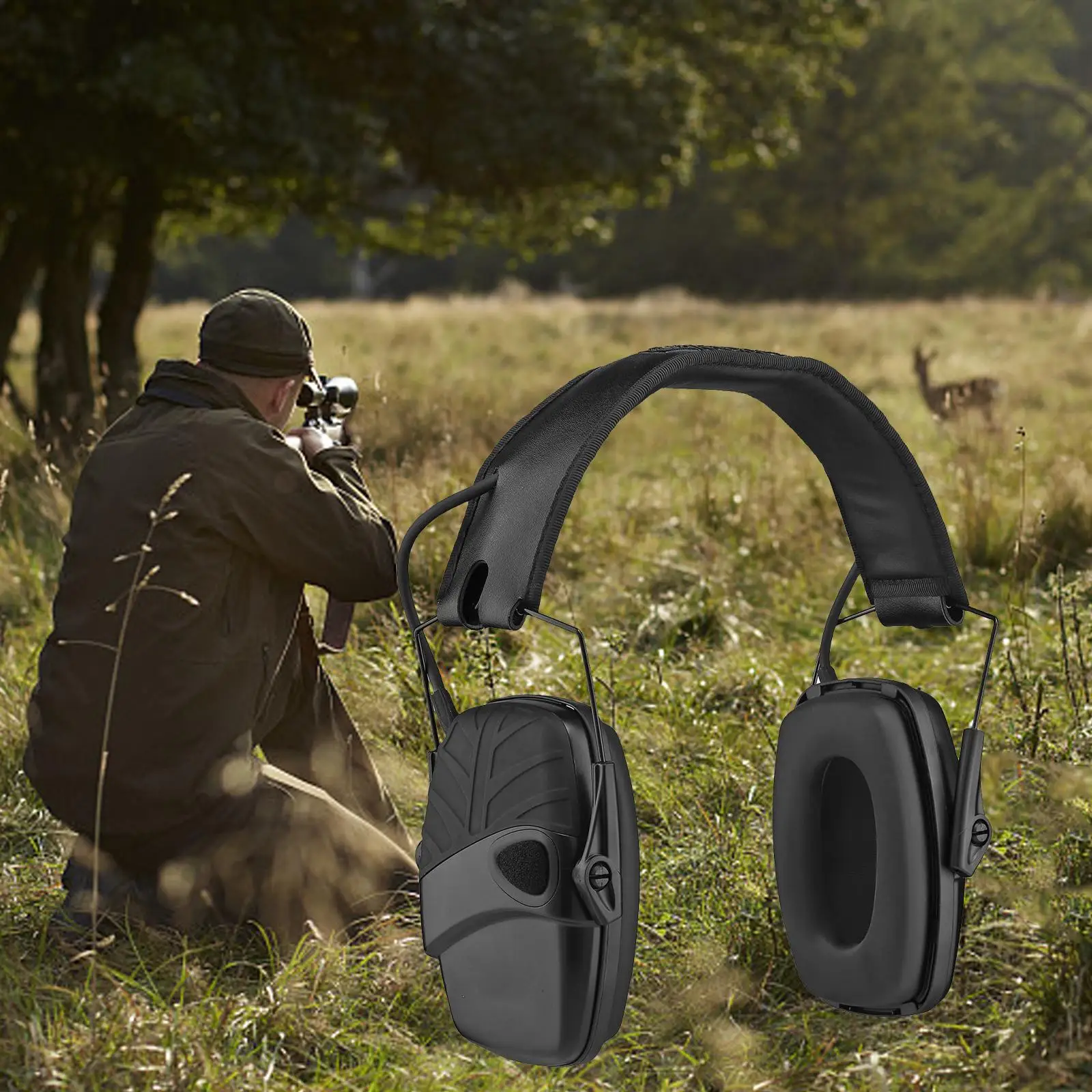 Head Mounted Ear Protection Earmuff Foldable Noise Cancelling Ear Protection Hearing Amplifiers Adjustable for Team Activities