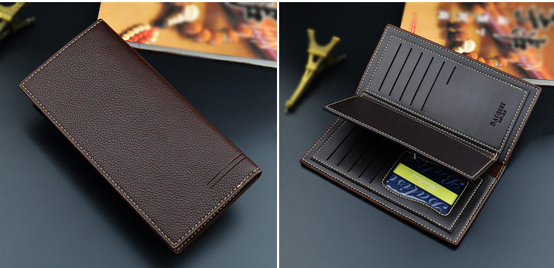 New Men's Wallet Men's Long Wallet Multi Card Slim Fashion Litchi Pattern Soft Leather Wallet Large Capacity Suit Bag