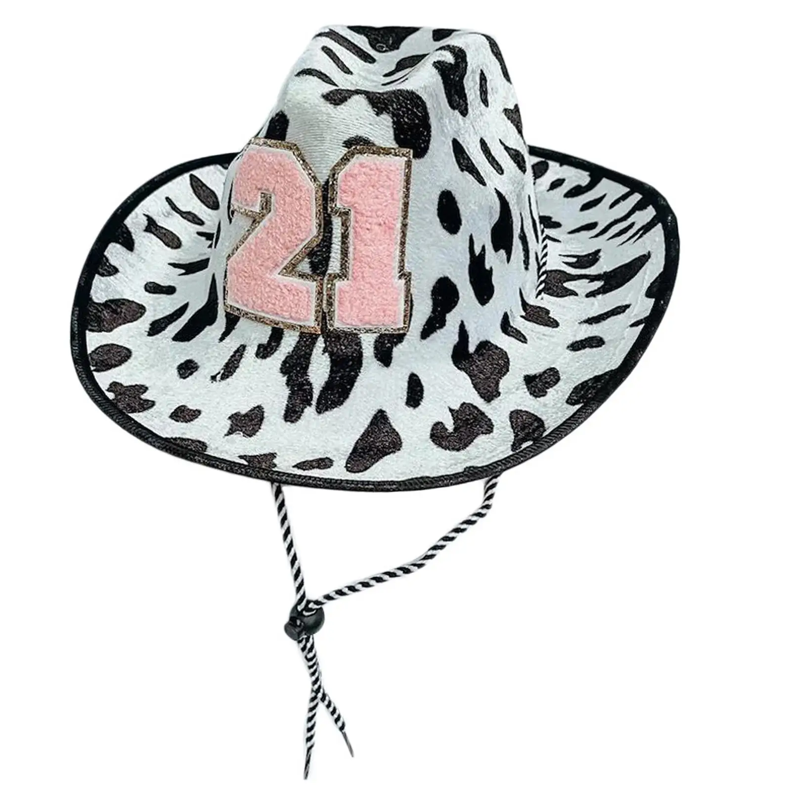 cow Cowboy Hat Cowgirl Hat Women Cows Pattern Cowboy Hat with Lanyard for Costume