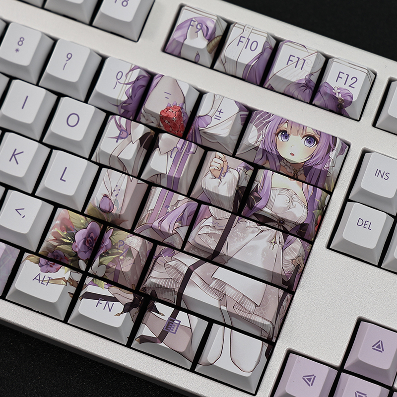 108 Tasten/Set PBT Azur Lane HMS Einhorn PBT Anime Gaming Girl Niedliche individuelle Tastenkappe für Cherry Profile MX Switch mechanische Tastatur – Detail 9