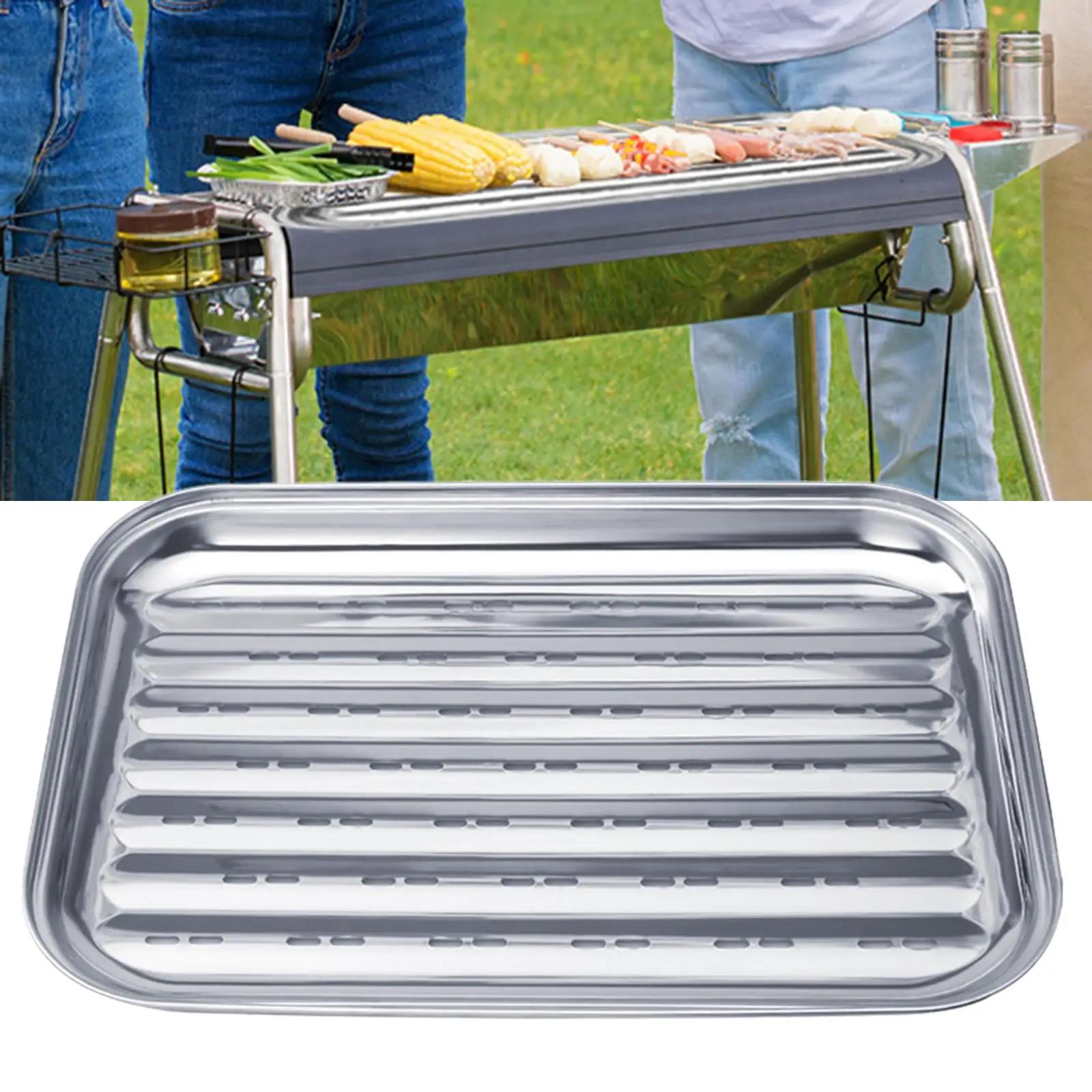 Stainless Steel Baking Oven Tray One Piece Professional Baking Pan Tray for Outdoor Cooking BBQ