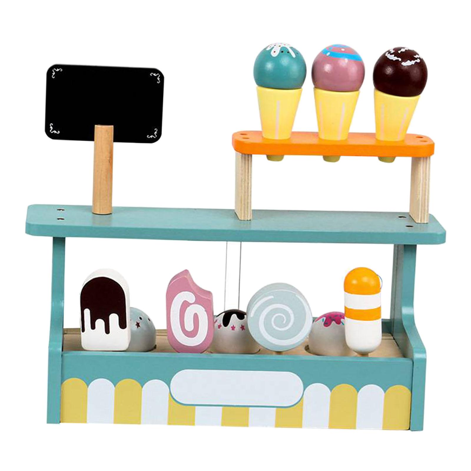 Wooden Ice Cream Toys Educational food and Accessories for Role Play Interaction Ornament Birthday Gift Party