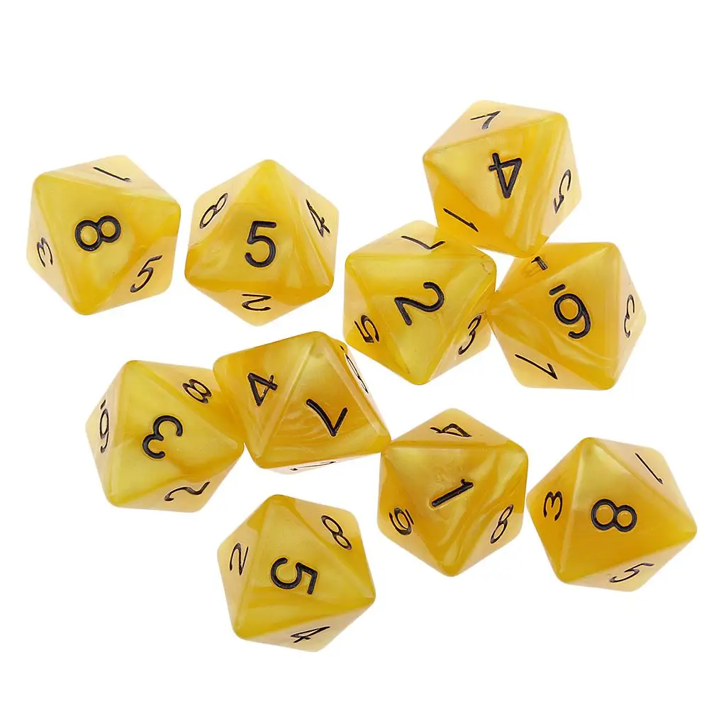 10pcs 8 Sided Dice D8 Polyhedral Dice for Dungeons and Dragons Table Games