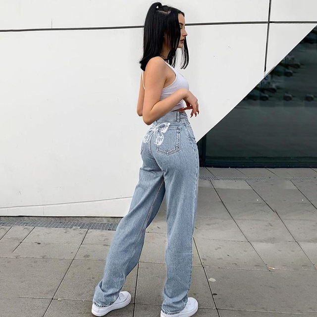 Vintage High Waist Women Denim Jeans Korean Style Streetwear Wide Leg Pants  Female Y2k Trouser Straight Baggy Sexy Denim Pants - Jeans - AliExpress