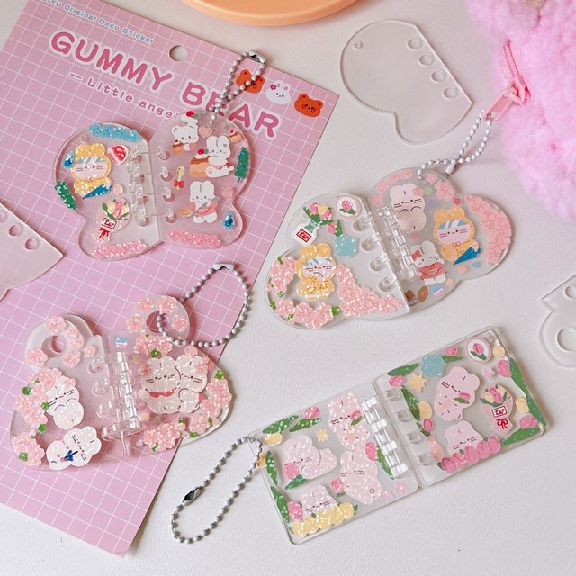 Cute Cartoon Keychain Card Holder Certificate Holder Stationery Acrylic  Postcardard Holder Mirror INS Fresh Card Cover Key Chain