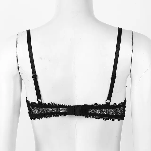 Women Sheer Lace Lingerie Hollow Out Wireless Bra Top Sexy Half