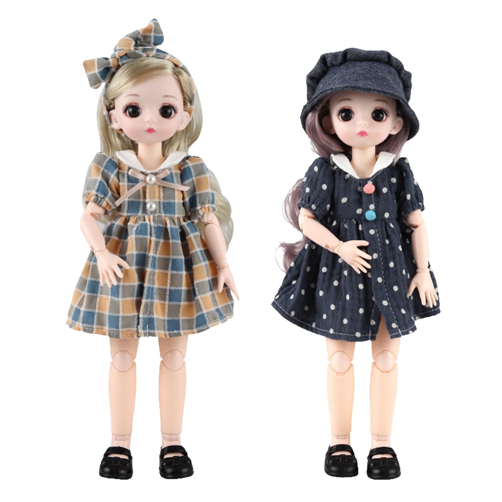 Lovely 30cm 1/6 Posable BJD Doll Moveable Joints Girl Doll Ball Joint Dolls Makeup & Smooth Hair with Dress Play Doll Girl Toy
