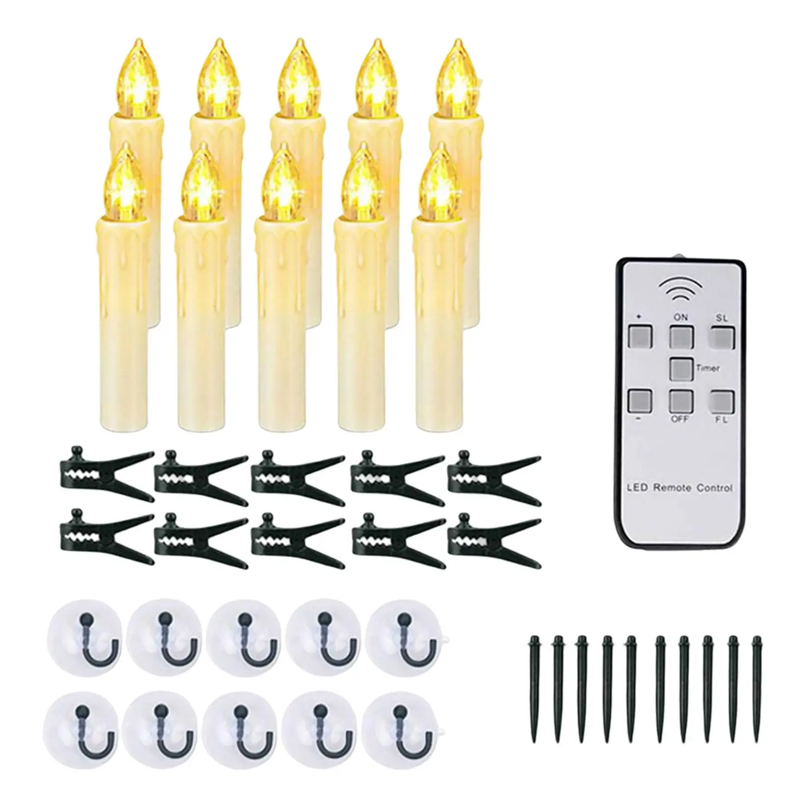 10x LED Candle Lights with Remote and Timer Flameless Taper Candles for Party Holiday Home Decoration