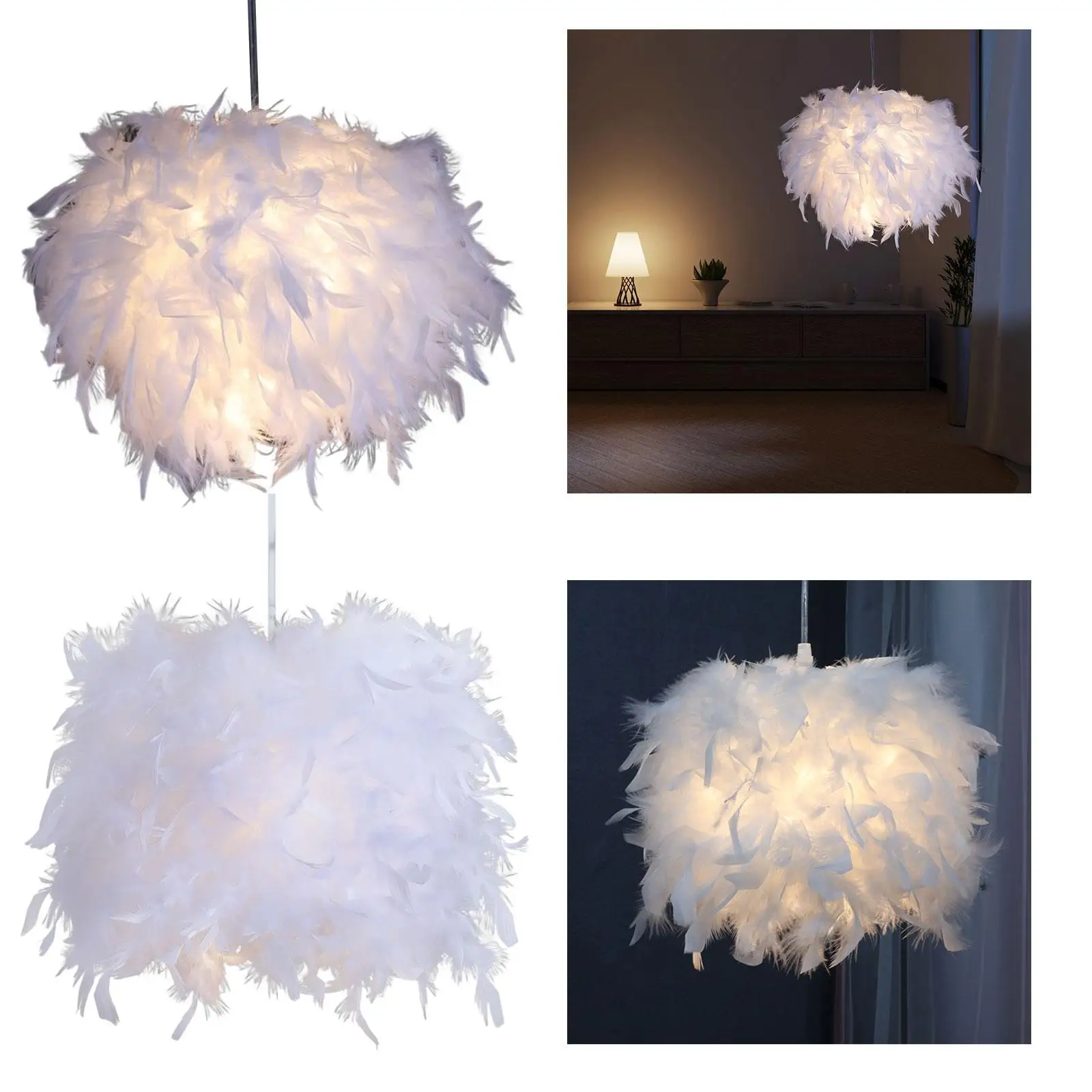 Decorative Feather Lampshade Decor Romantic Accessory Hanging Lampshade for Home Table Lamp Floor Lamp Bedside Lamp Decoration