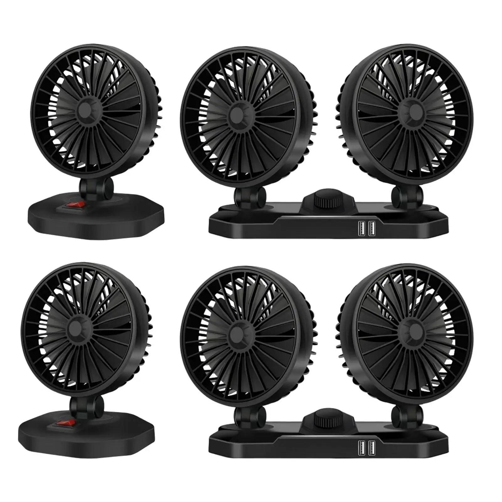 Mini Car Fan Cooling air Fan Strong Wind 360 Degree Rotatable USB for Vehicles Boat Truck Summer Outdoor