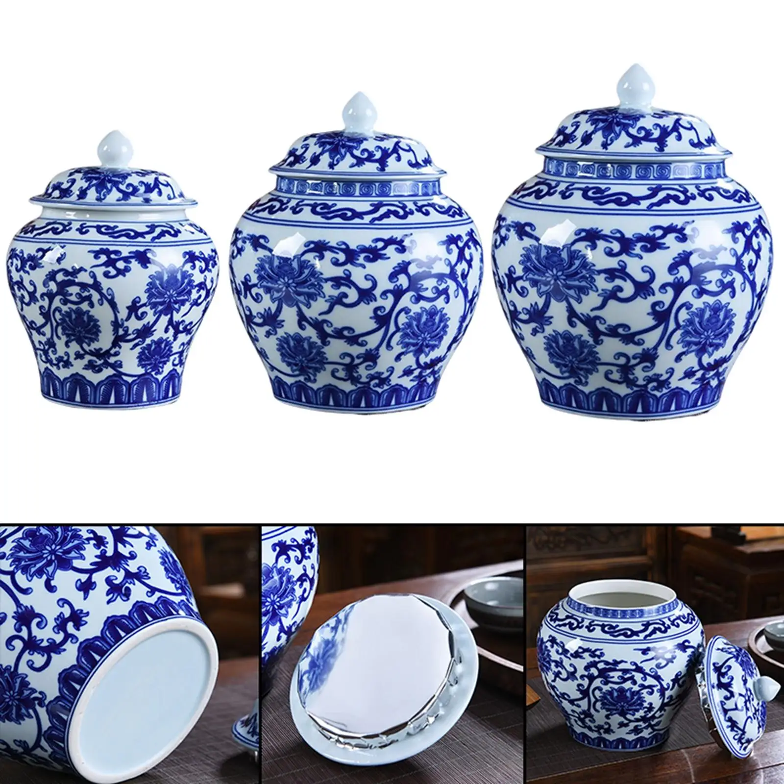 Plum Porcelain Vase Tea Storage Jar with Lid Decorative Floral Vase for Pot