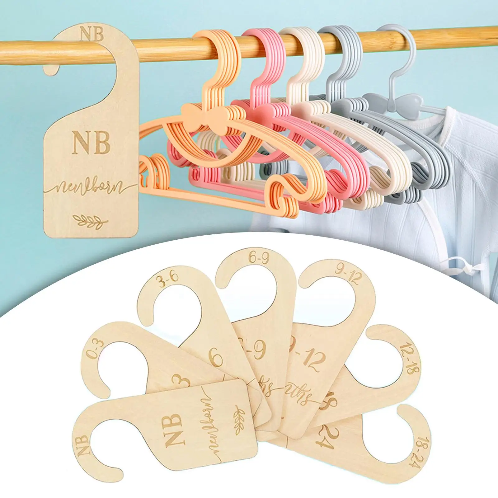 7 Pieces Infant Wardrobe Divider Label Newborn Baby Toddler Clothes Dividers for Photography Props Newborn Registry Shower Gifts