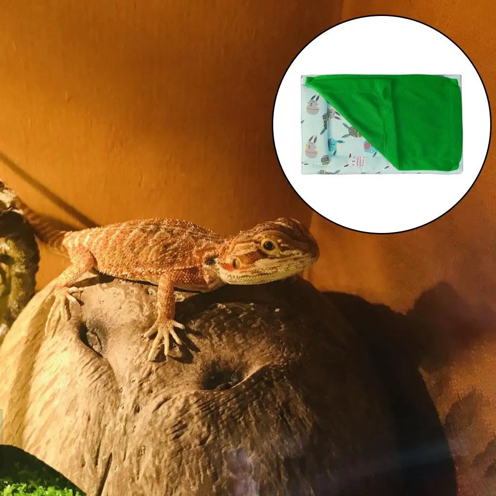 2x Soft Pad Reptile Sleeping Bag Carpet Bedding W/ Blanket Pillow Bearded Dragon for Supplies Gecko Little Pet Animals Hamster