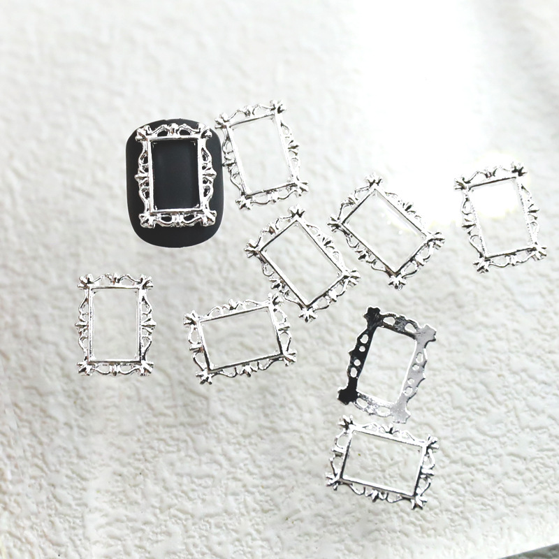 20 Stück Vintage Nail Art Rahmen vier Farben Multi-Formen Retro Legierung Nageldesigns Charms große Edelsteine für Nagelzubehör 2025 – Detail 25